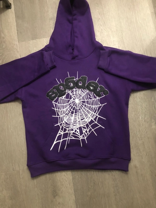Sp5der Spider Web Print Gothic Punk Purple Hoodie review 