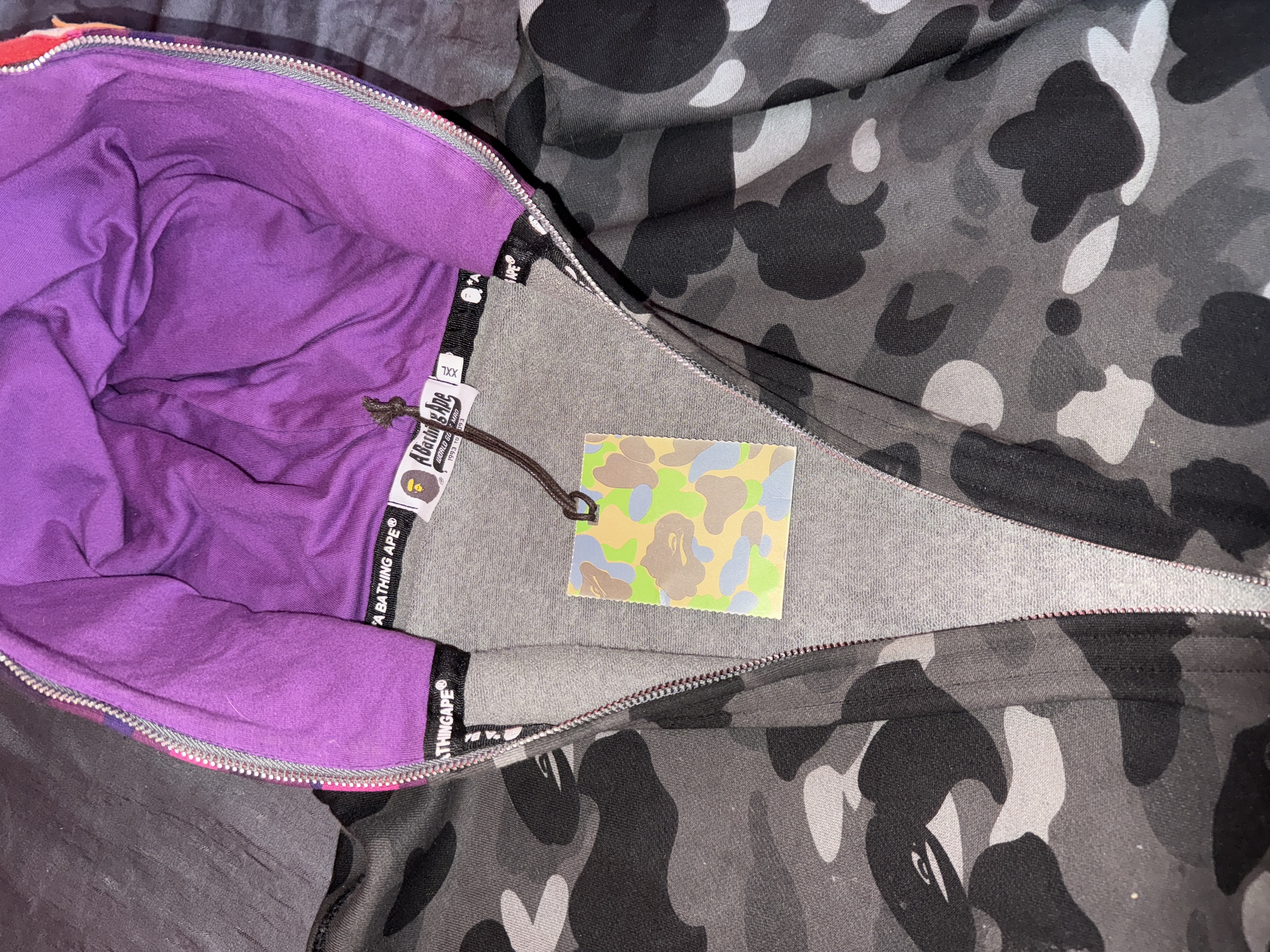 BAPE Shark Head Tiger Head Zipper Camo Double Hoodie Dark Gray review ODM Exxon 01
