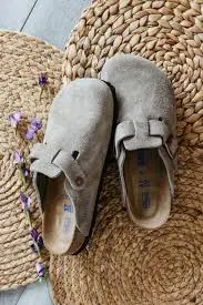 Birkenstock Boston Shearling Coin Suede Stone 6745673 review 