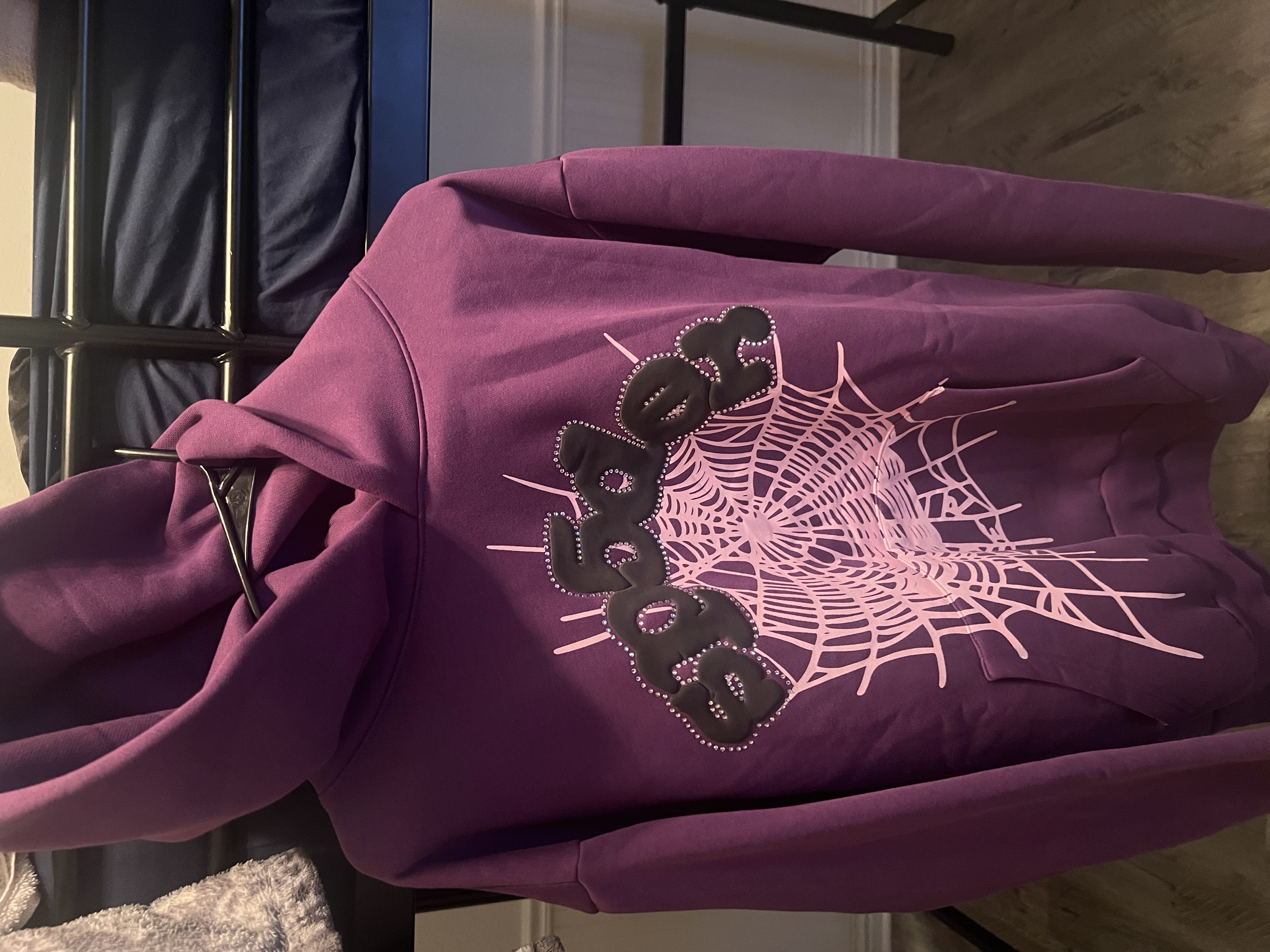 Sp5der Spider Web Print Gothic Punk Purple Hoodie review Cadence Devos 00