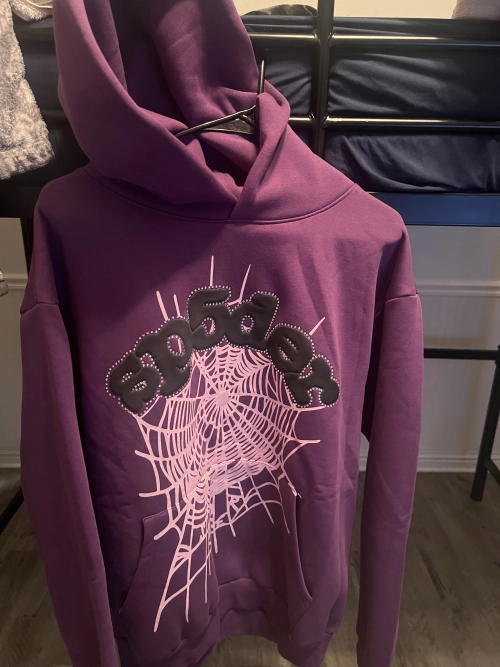 Sp5der Spider Web Print Gothic Punk Purple Hoodie review 