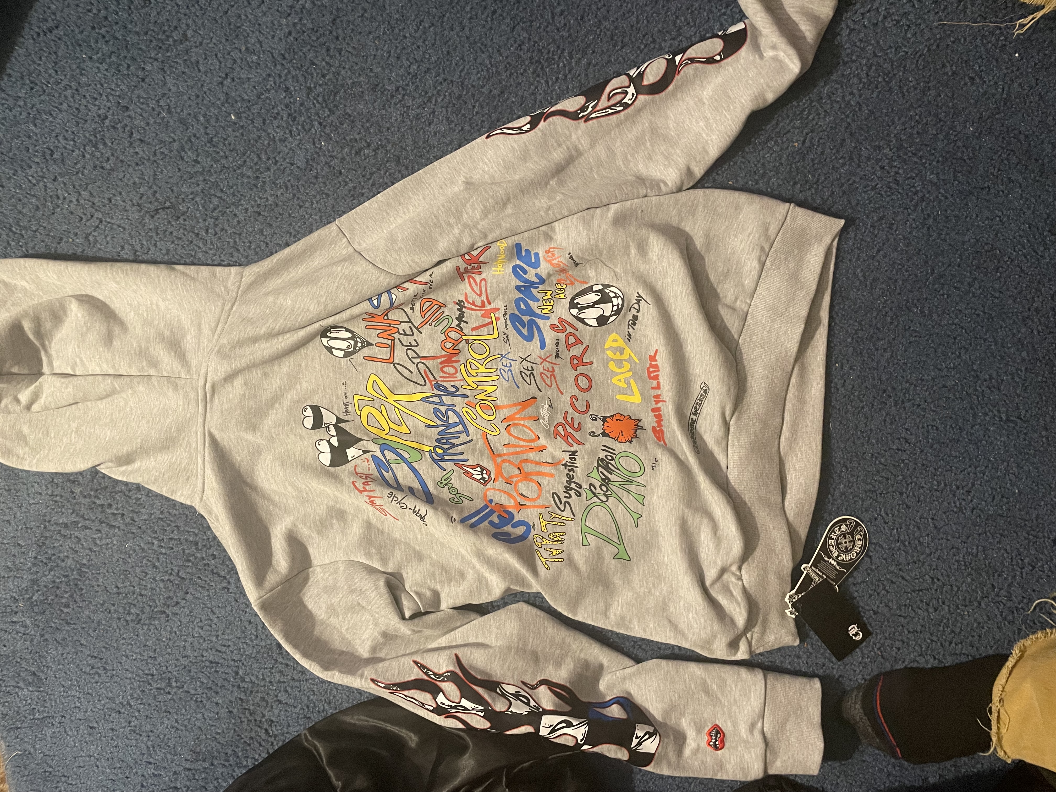 Chrome Hearts x Matty Boy Flames Hoodie 'Heather Grey' review 2