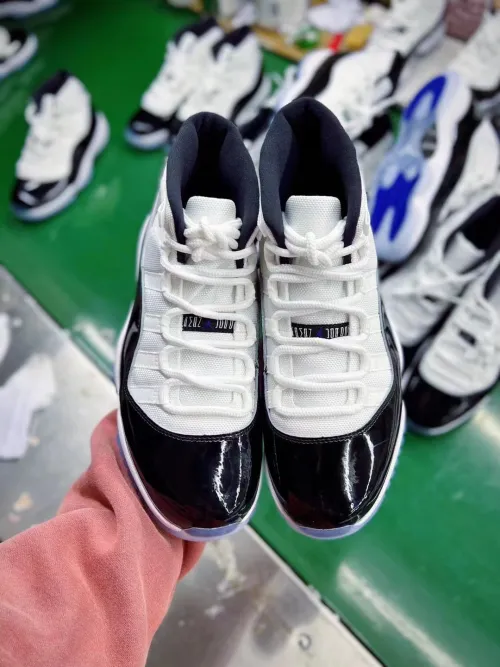 Production images of the dopesneakers for the Air Jordan 11 High “Concord” 378037-100