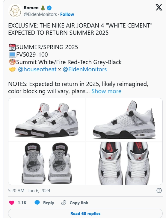 A First Look at the 2025 Air Jordan 4 “White Cement” Reps