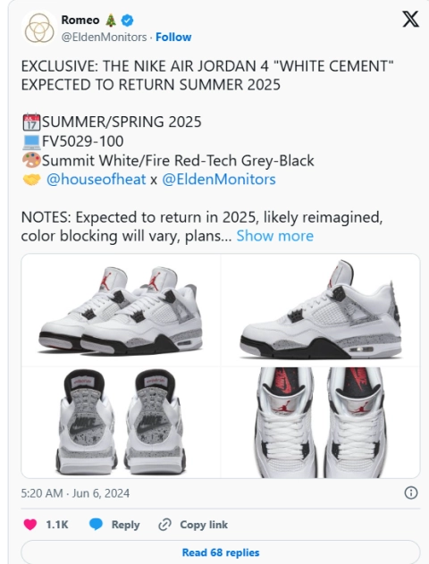 A First Look at the 2025 Air Jordan 4 “White Cement” Reps