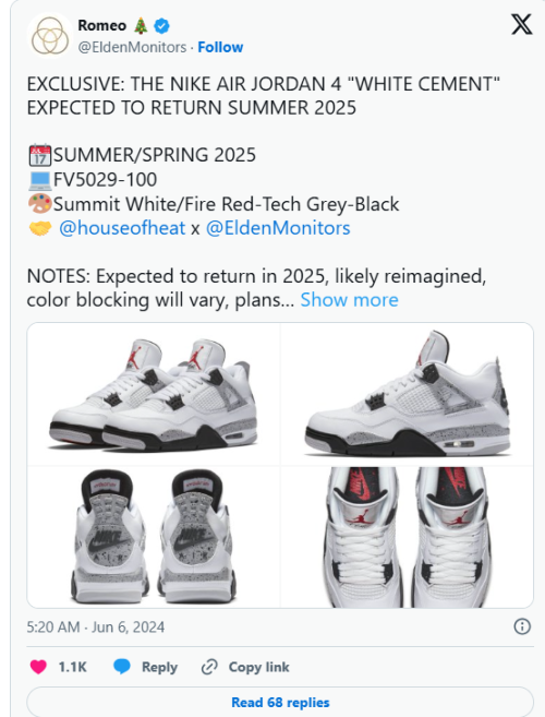 A First Look at the 2025 Air Jordan 4 “White Cement” Reps