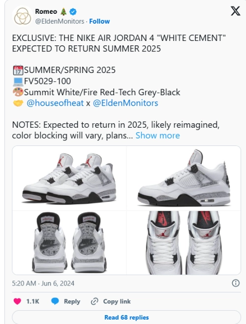A First Look at the 2025 Air Jordan 4 “White Cement” Reps
