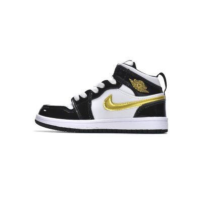 Jordan 1 kids shoes |Jordan 1 Mid PS Black Gold,BQ6932-007