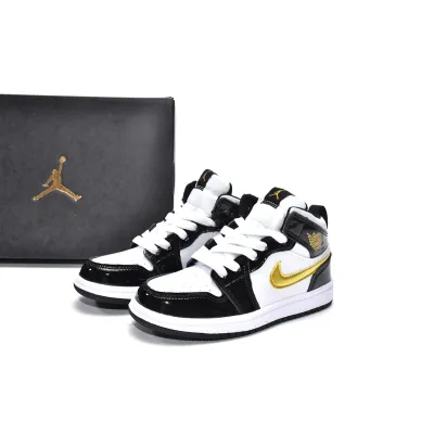 Jordan 1 kids shoes |Jordan 1 Mid PS Black Gold,BQ6932-007 02