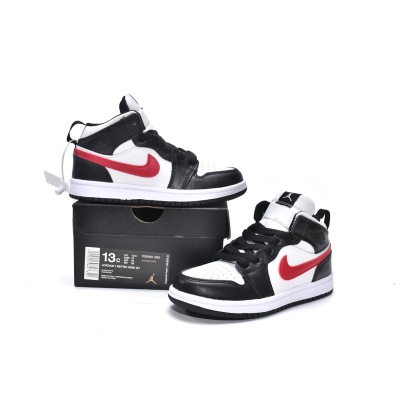 Jordan 1 kids shoes |Jordan 1 Mid PS Black Gym Red,705303-020