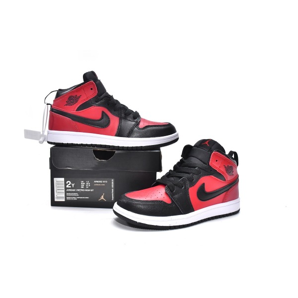 Jordan 1 kids shoes |Jordan 1 Mid PS Gym Red,AR6352-610