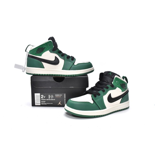 Jordan 1 kids shoes |Jordan 1 Mid PS Pine Green,BQ6932-301