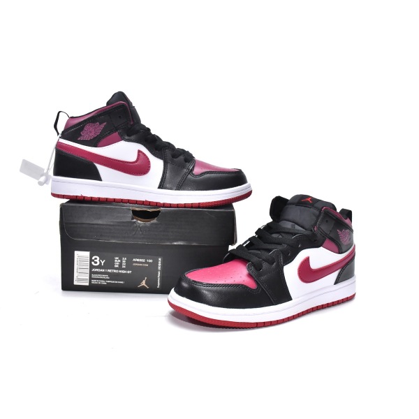Jordan 1 kids shoes |Jordan 1 Mid PS Red Black Toe,AR6352-100