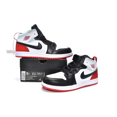 Jordan 1 kids shoes |Jordan 1 Mid PS Red Black Toe,BQ6932-100 02