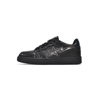 PKGoden A Bathing Ape Bape Sk8 Sta Low Black Silver,1G70-109-0018