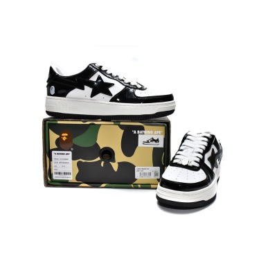 PKGoden A Bathing Ape Bape Sk8 Sta Low White Black，1G70-109-0001