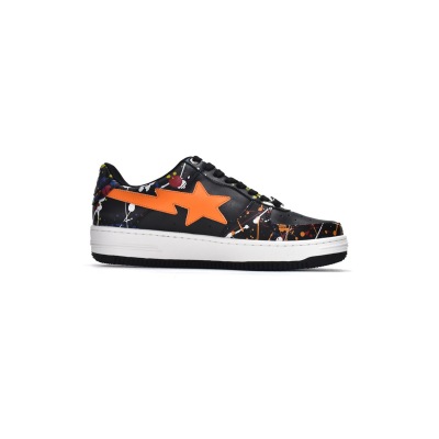 PKGoden A Bathing Ape Bape Sta Low Splash Black Orange,1G70-109-0006