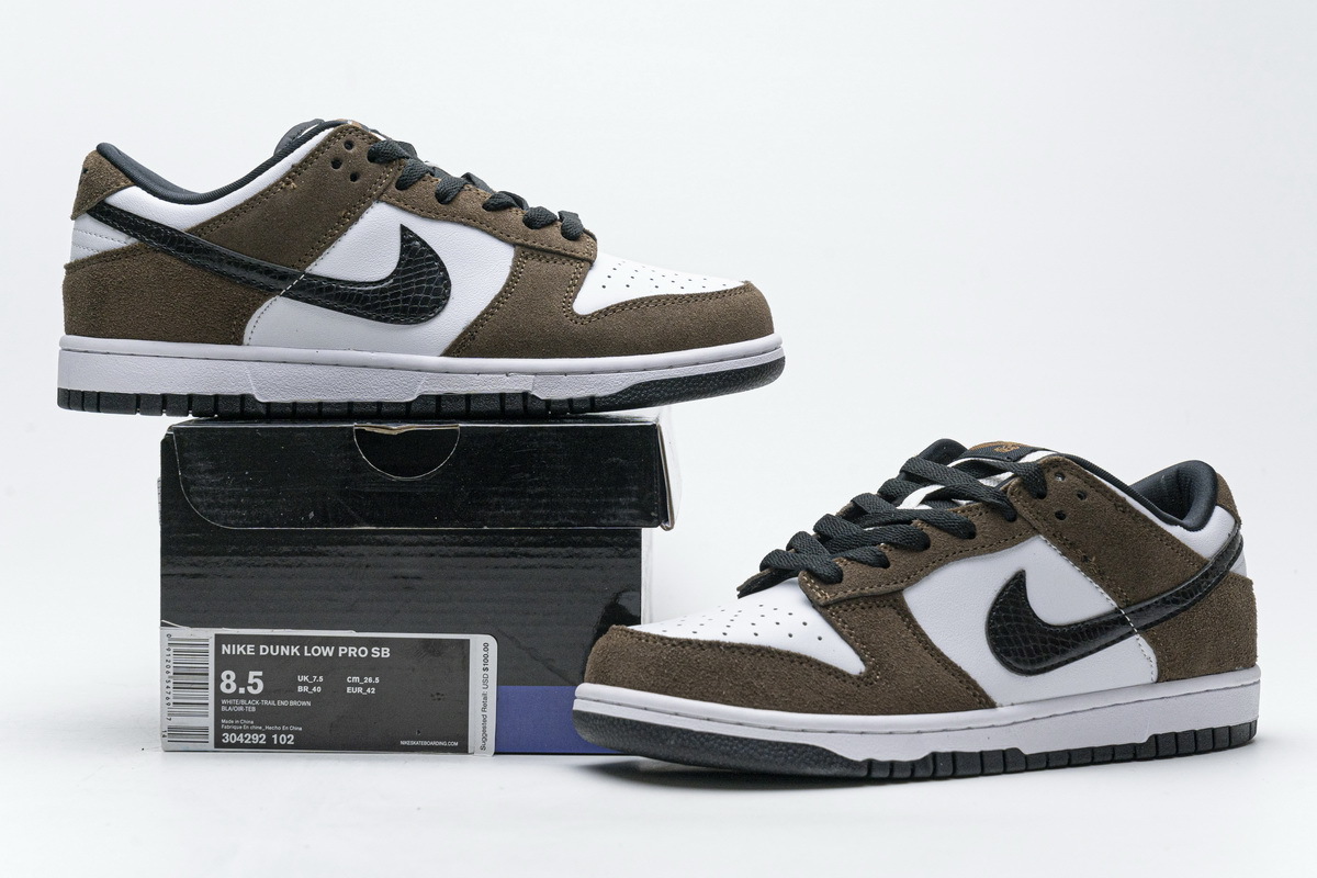 LJR Dunk Low White Black Trail End Brown，304292-102 