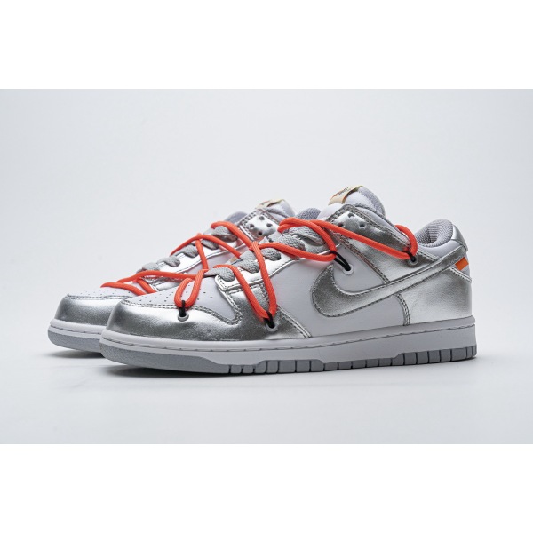 PKGoden Dunk SB Low OFF White Silver White，CT0856-800