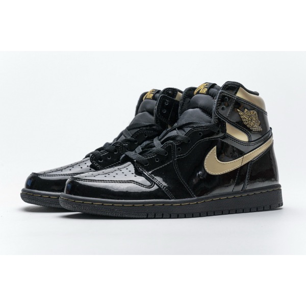 PKGoden Jordan 1 Retro High Black Metallic Gold (2020)，555088-032  