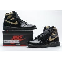 PKGoden Jordan 1 Retro High Black Metallic Gold (2020)，555088-032  