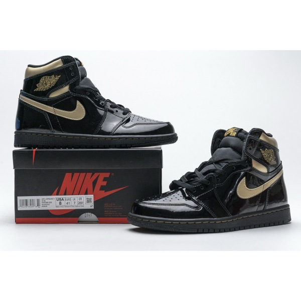 PKGoden Jordan 1 Retro High Black Metallic Gold (2020)，555088-032  