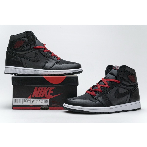 PKGoden Jordan 1 Retro High Black Satin Gym Red，555088-060 