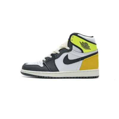 LJR Jordan 1 Retro High White Black Volt University Gold，555088-118 01