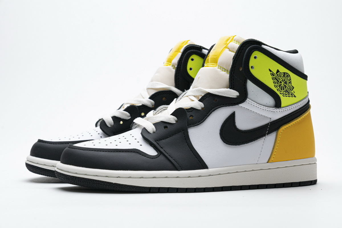 LJR Jordan 1 Retro High White Black Volt University Gold，555088-118