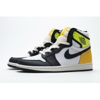 PKGoden Jordan 1 Retro High White Black Volt University Gold，555088-118