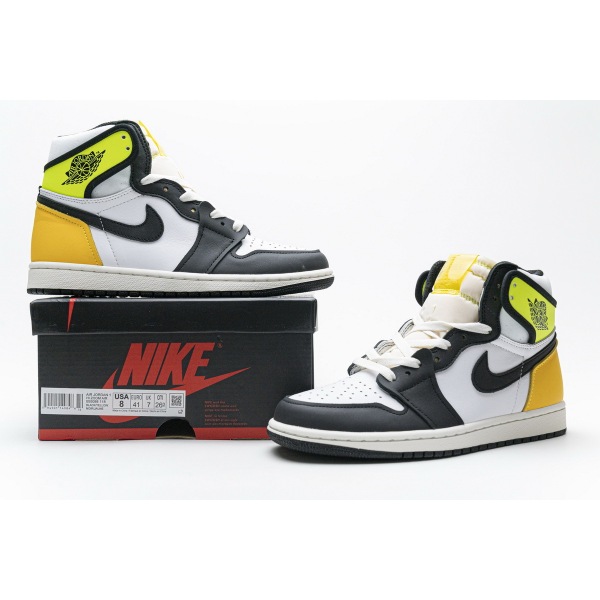 PKGoden Jordan 1 Retro High White Black Volt University Gold，555088-118