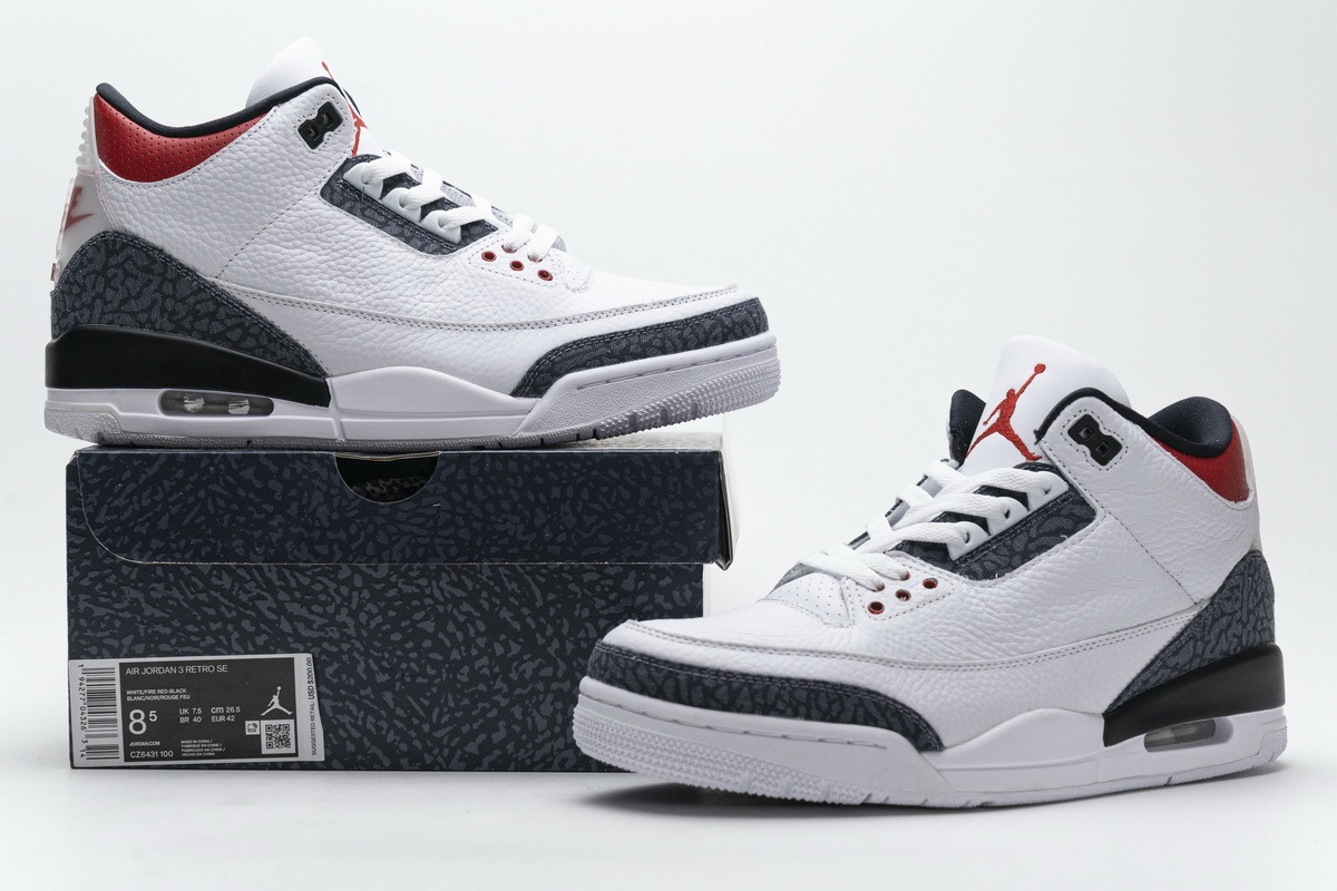 LJR Jordan 3 Retro SE Fire Red Denim (2020), CZ6431-100
