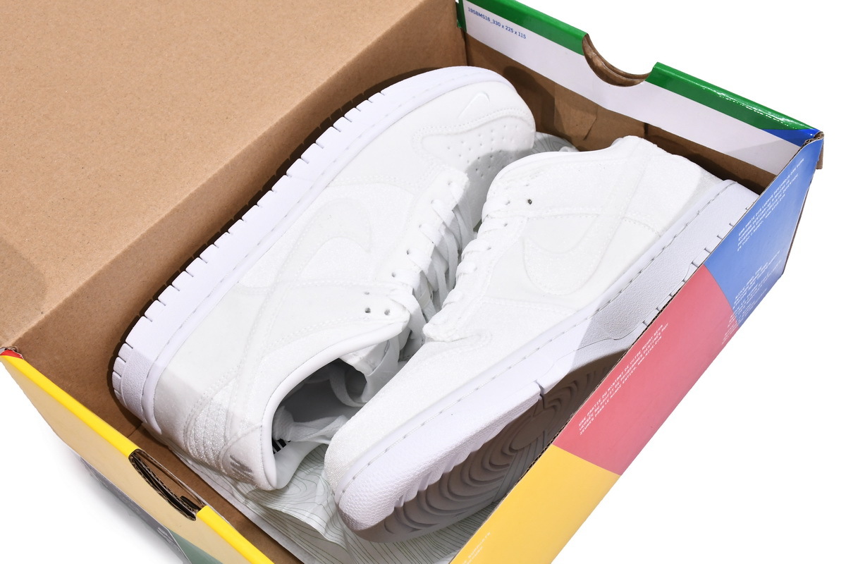 OG Dunk Low Dover Street Market Triple White Velvet，DH2686-100