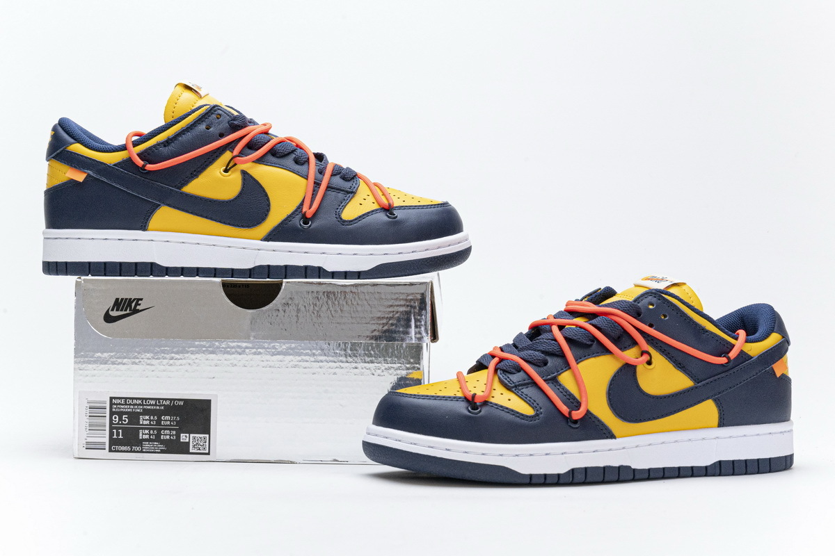 OG Dunk SB Low Off-White University Gold Midnight Navy, CT0856-700