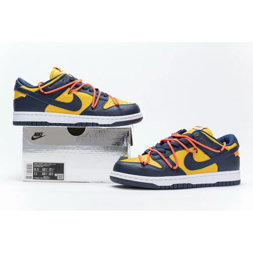 OG Dunk SB Low Off-White University Gold Midnight Navy, CT0856-700