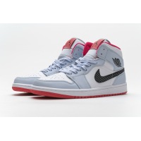 OG Jordan 1 Mid Half Blue Polka Dot Swoosh (GS), 555112-400