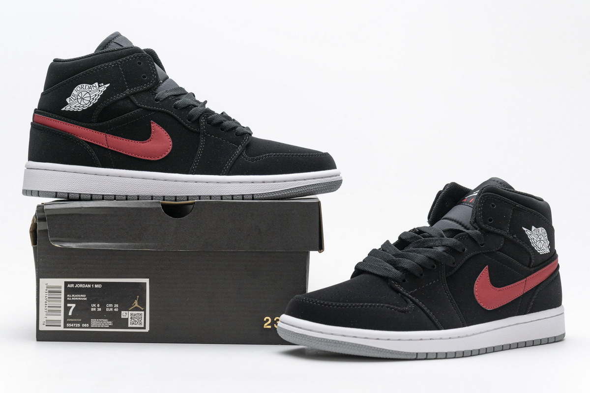 OG Jordan 1 Mid Multi-Color Swoosh Black (GS), 554725-065