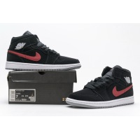 OG Jordan 1 Mid Multi-Color Swoosh Black (GS), 554725-065