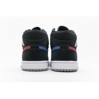 OG Jordan 1 Mid Multi-Color Swoosh Black (GS), 554725-065