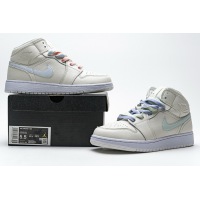 OG Jordan 1 Mid Multi-Color Swoosh Phantom (GS), 555112-035