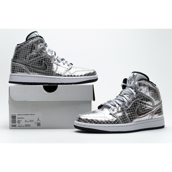 OG Jordan 1 Mid SE Disco Metallic Silver (W), CU9304-001