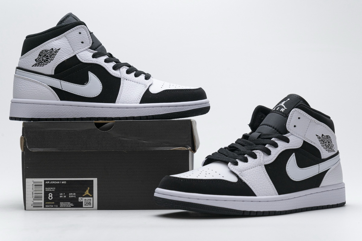 OG Jordan 1 Mid White Black, 554724-113