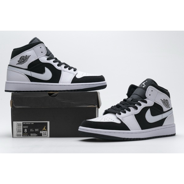 OG Jordan 1 Mid White Black, 554724-113