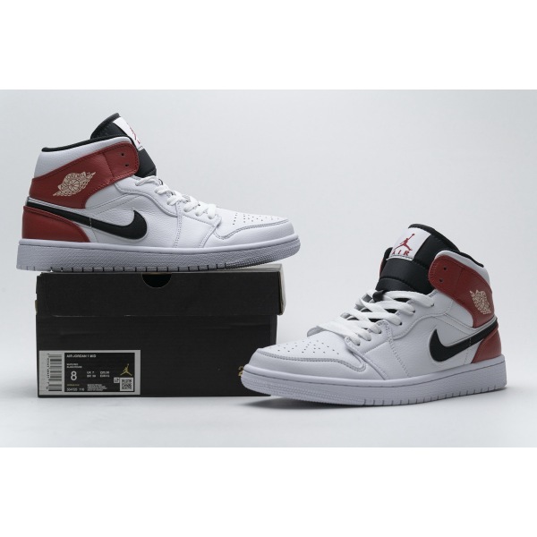 OG Jordan 1 Mid White Black Gym Red, 554724-116