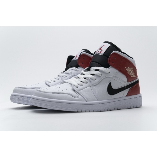 OG Jordan 1 Mid White Black Gym Red, 554724-116