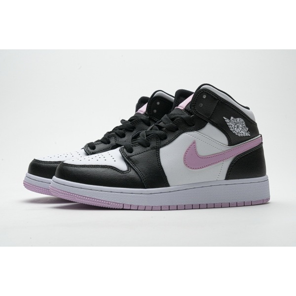 OG Jordan 1 Mid White Black Light Arctic Pink (GS), 555112-103