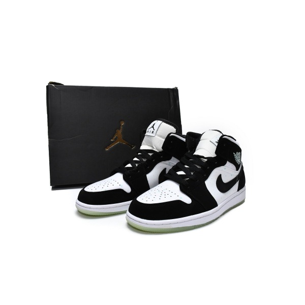 OG Jordan 1 Mid White Black Teal Tint (GS),BQ6931-103