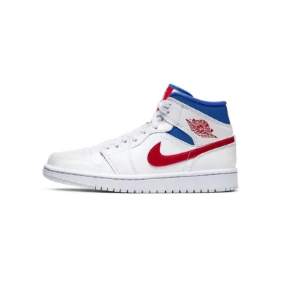 OG Jordan 1 Mid White Red Royal (W), BQ6472-164 01