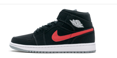 OG Jordan 1 Mid Multi-Color Swoosh Black (GS), 554725-065