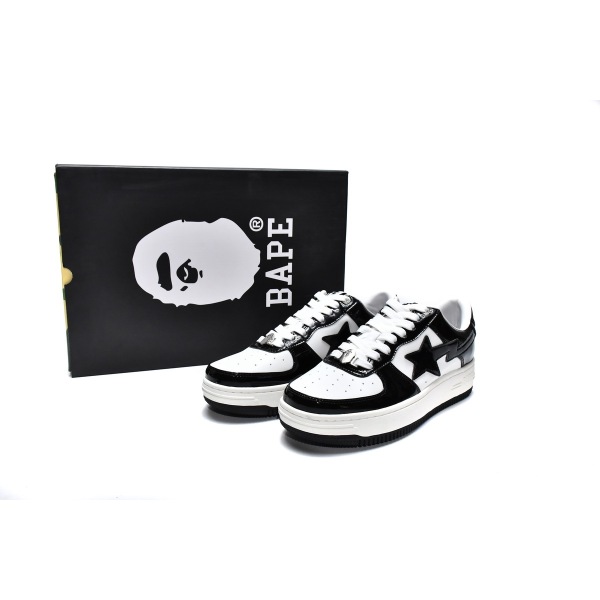 PKGoden A Bathing Ape Bape Sk8 Sta Low White Black，1G70-109-0001